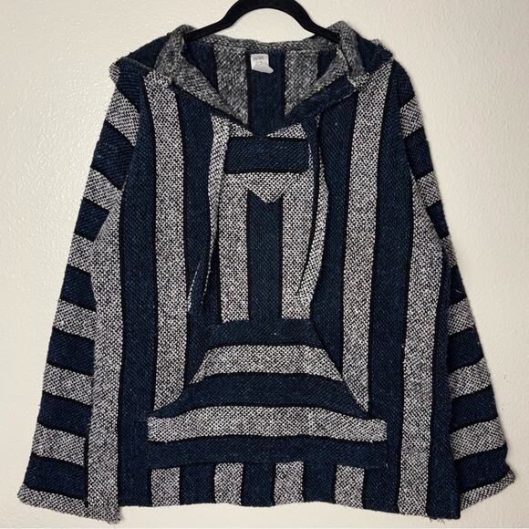 Molina vintage Baja Hoodie Sweater pullover Size Medium Unisex Blue and Gray - Picture 4 of 16